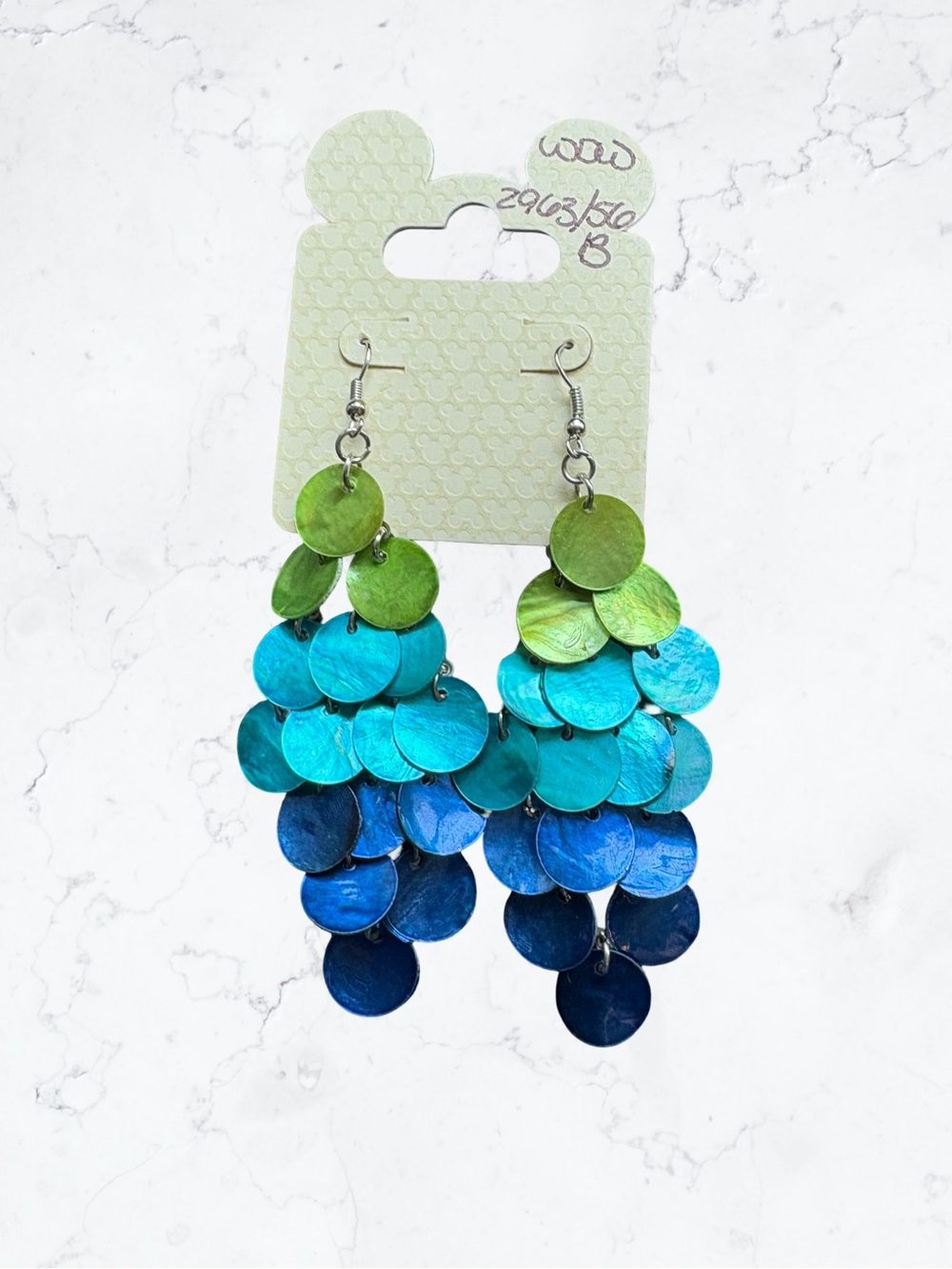 Disney Gradient Green to Navy Sequin Dangle Earrings - Women Jewelry